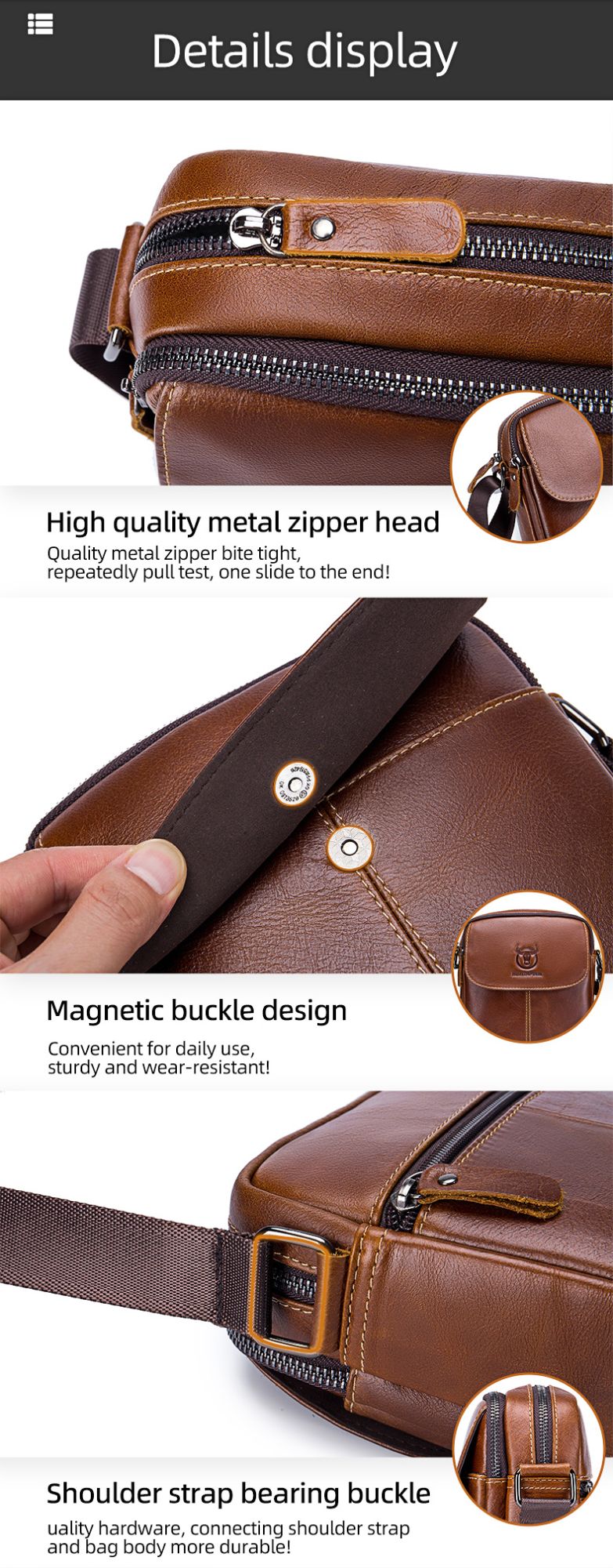 BULLCAPTAIN Leather Men's Messenger Bag Business Shoulder Bags Suitable For 7.9 Inch Ipad Mini High Quality Male Crossbody Bages