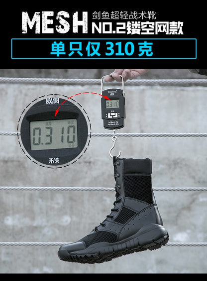 Bota Tática Leve de Verão para Combate Masculina e Feminina, Treino de Escalada, Impermeável, Caminhada ao Ar Livre, Sapatos de Malha Respirável