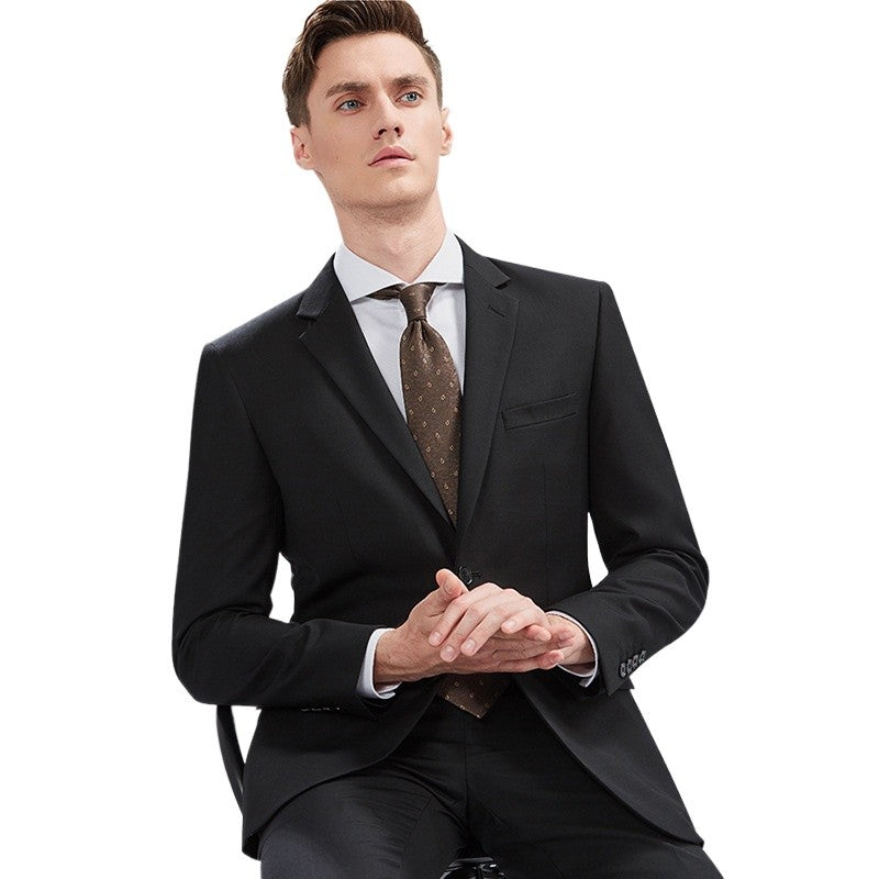 Suit Men (Blazer+Pants) Fashion Business Casual Slim-fit Formal Dress Banquet Work English Style Evening Dress Solid Color Suit