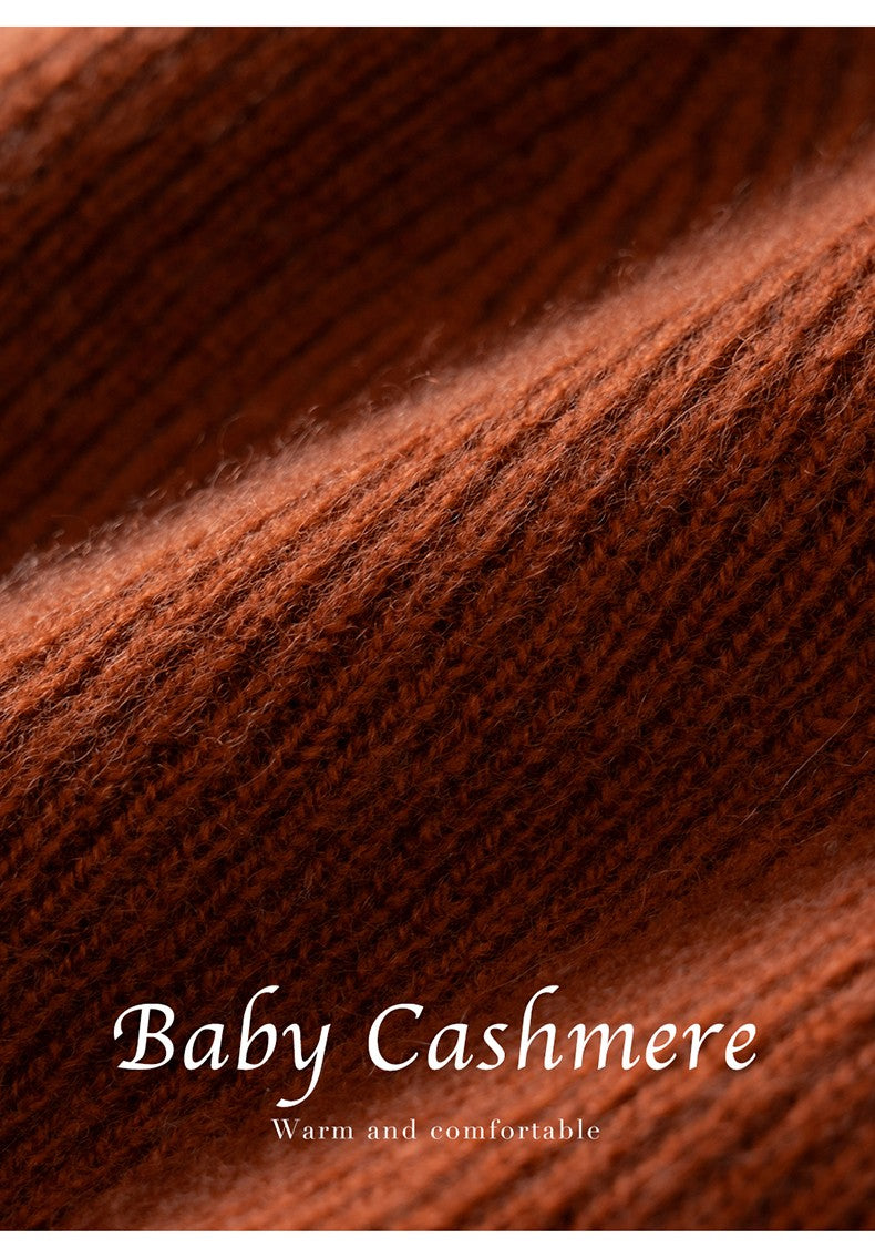 New Autumn Winter 100% Cashmere Hat Knitted Mountaineering Wool Hat Outdoor Skiing Double Layer Men and Women Thickened Warm