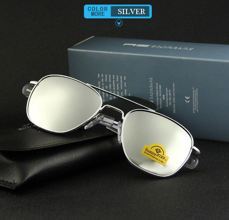 RE Sunglasses Man USA Army Military Aviation Pilot Sunglasses Woman Glass Lens Luxury Brand Retro Titanium Frame High Quality