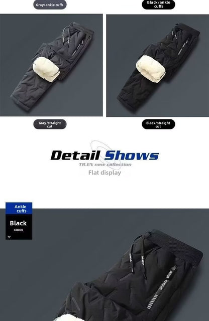 Lamb Velvet Winter Thiened Fce Lined Men's Snow Pants Outerwear Windproof Warm down Cotton Trousers Youth Faion