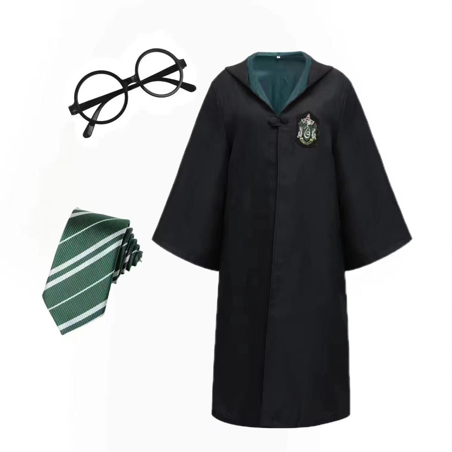 Adult Kids Wizard Robe Magic Academy Dress Up Clothes with Glasses DIY Festival Makeup Clothes Party Cosplay Dressup Supplies