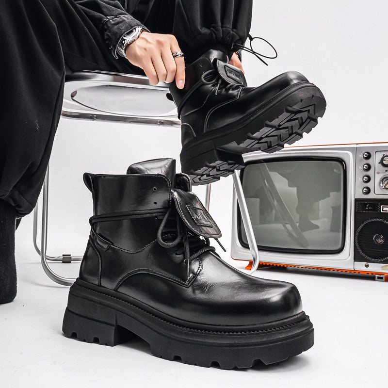 2025 Men's Autumn and Winter Derby Shoes: Thick-soled height-increasing large-head thick-soled high-top shoes.