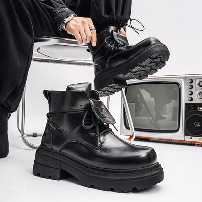 2025 Men's Autumn and Winter Derby Shoes: Thick-soled height-increasing large-head thick-soled high-top shoes.