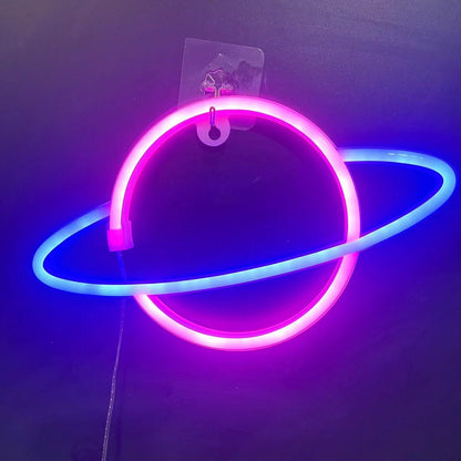 Neon Sign Alien Face Shaped Wall Hanging Lights for Home Game Room Saucerman  Plant LED Night Lamps Xmas Party Holiday Art Decor