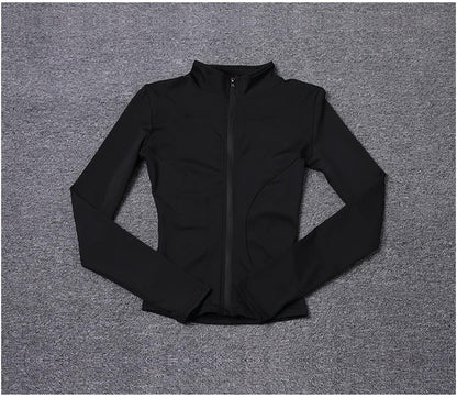 Women Long Sleeve Sport Jacket Spring Summer Gym Workout Coat Yoga Running Sports Cycling Top Casual Zipper Outfit Clothes Chic