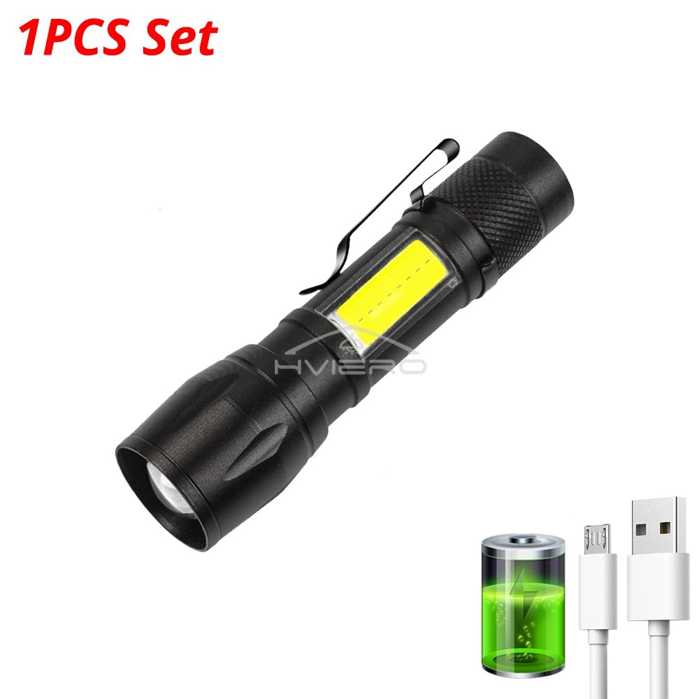 Flashlight Battery Charge Mini Led 3W Focus Adjustable Side Lamp Convenient Waterproof T6 Light Ultra Bright For Camping Hiking