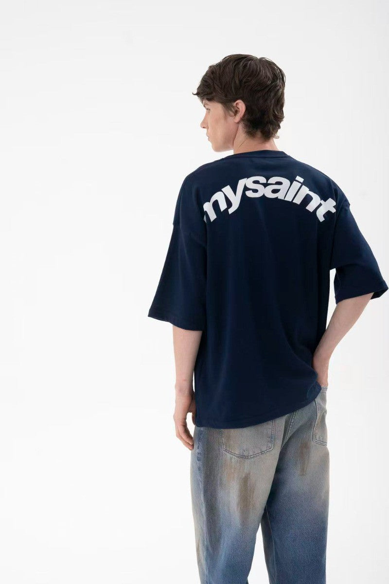 Y2K retro punk street English logo print design fashionable couple casual short sleeved hip hop gothic Harajuku loose shirt