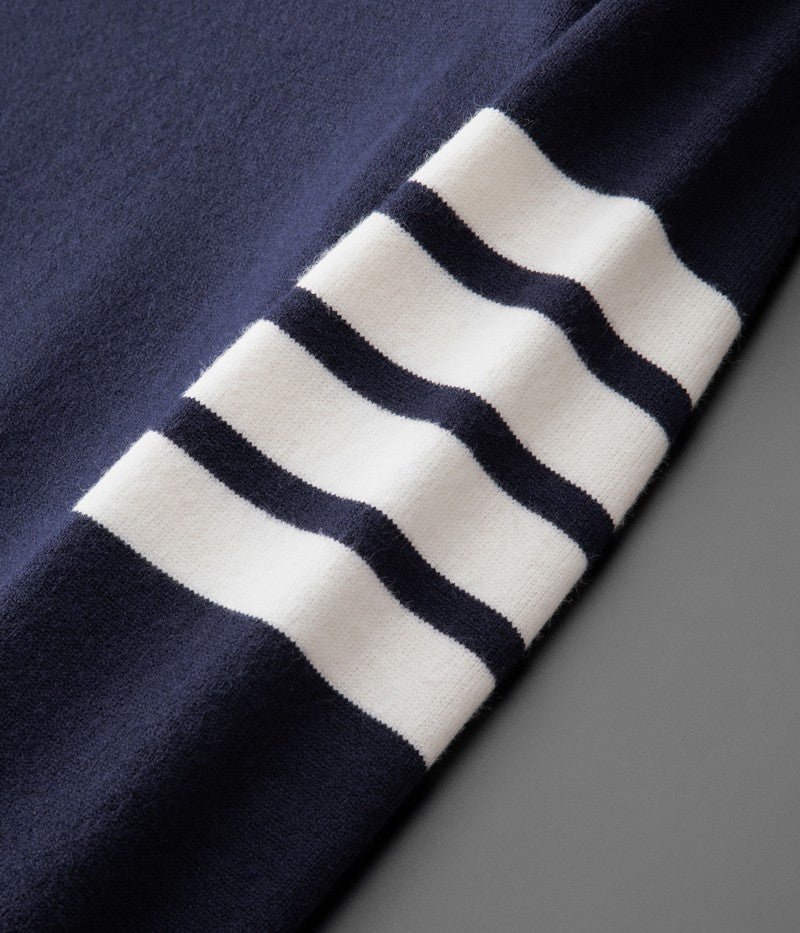 Luxury fashion brand men's knitted sweater autumn and winter new high-end striped design Korean version boutique casual pullover