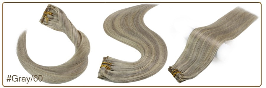 Full Shine PU Clip Hair Extensions Cabelo Humano Remy 100g Extensões Invisíveis Sem Costura de Cabelo Humano Clip-In Cor Balayage Loiro