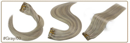 Full Shine PU Clip Hair Extensions Cabelo Humano Remy 100g Extensões Invisíveis Sem Costura de Cabelo Humano Clip-In Cor Balayage Loiro
