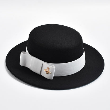 Fedora Hat for Women Fashion Formal Wedding Decorate Church Cap Flat Top Bow Party Jazz Hat Chapeau Femme