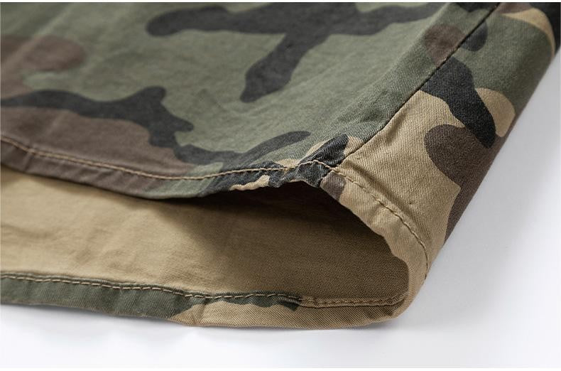 2024 New 95% Cotton Men's Shirt Camouflage Long Sleeve Drop Shoulder Button Pockets Cowboy Loose Casual Work Jeans Shirts