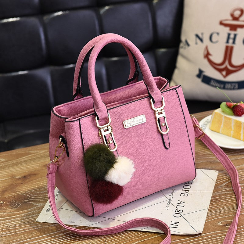 Fashion Women Hairball Shopper Totes Solid Color PU Leather Large Capacity Handbag Ladies Luxury Designer Crossbody Shoulder Bag