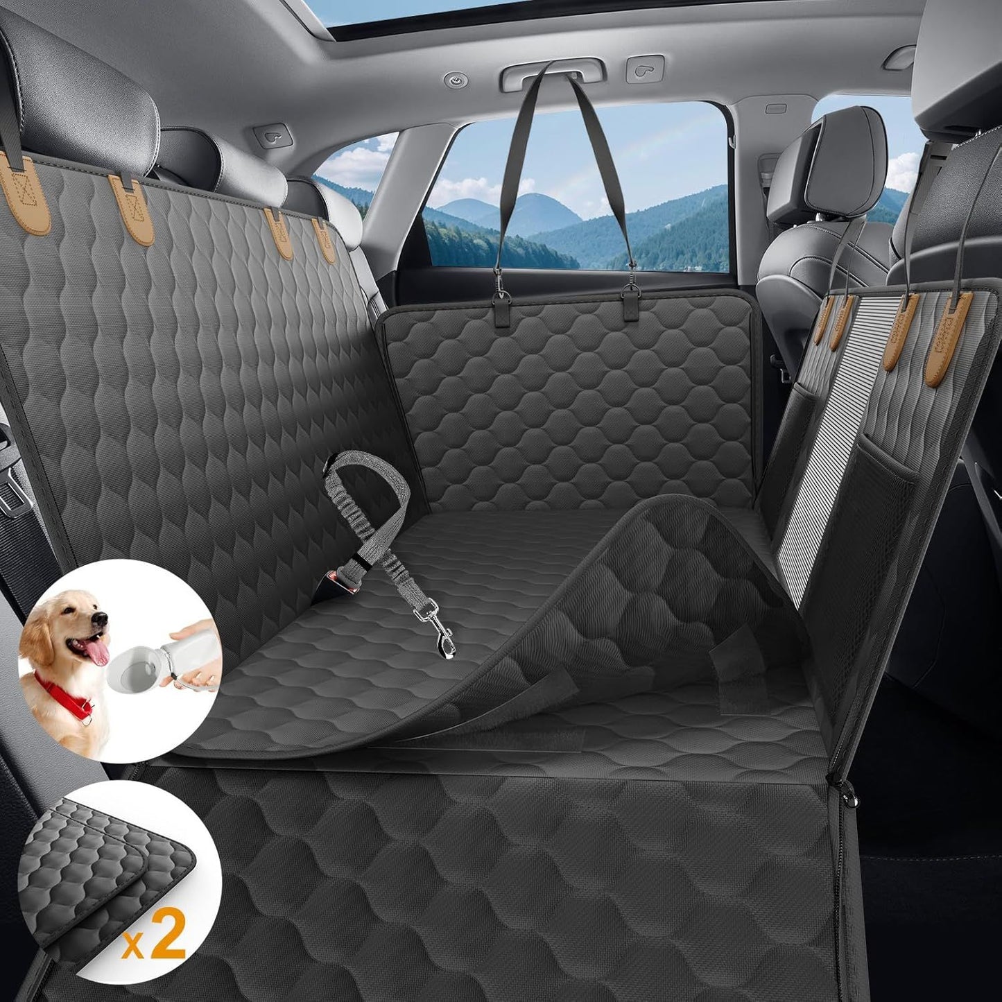 Acessórios de Viagem para Pets à Prova d'Água Assento Dobrável para Carro para Cachorros Cadeira de Carro para Pets Rede de Segurança Tapete de Porta-Malas Protetor de Banco Traseiro de Carro