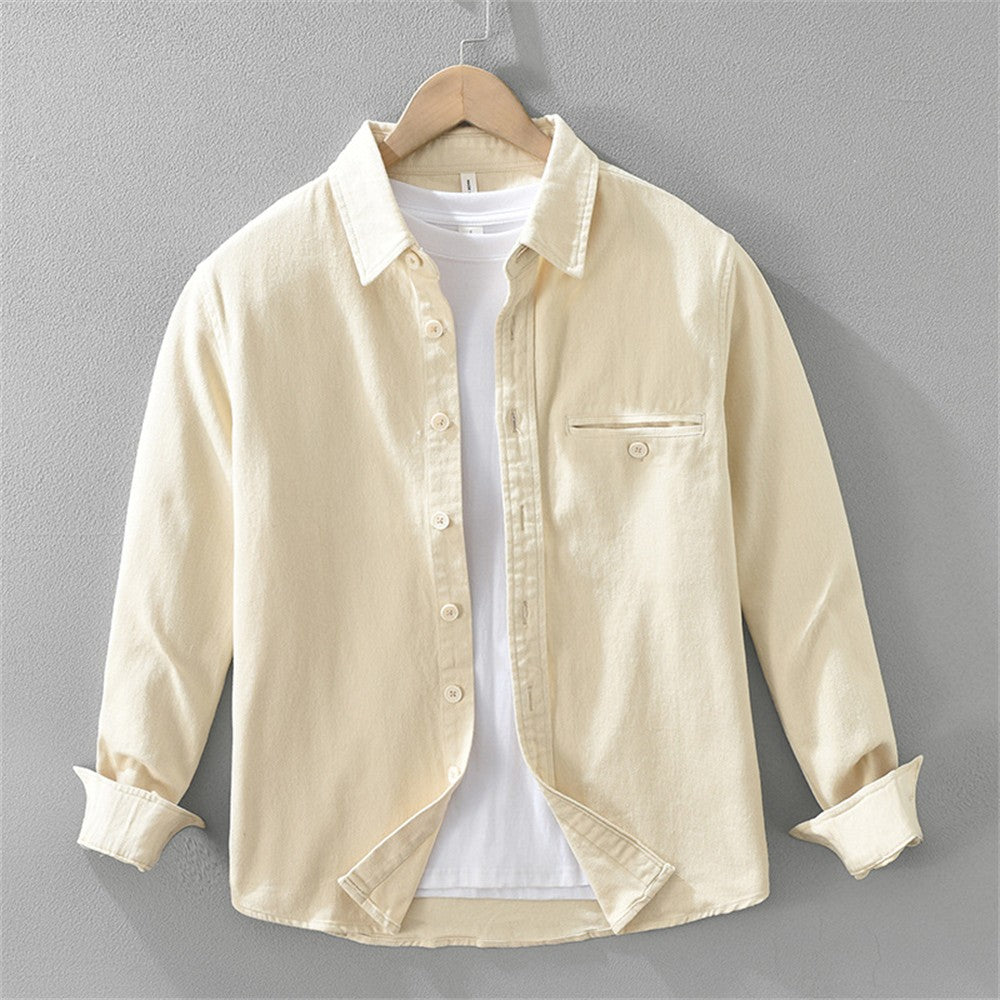 Autumn Winter men's long sleeve clothing cotton cargo shirts Solid workwear men tops Thickened shirt jacket for men 7569#