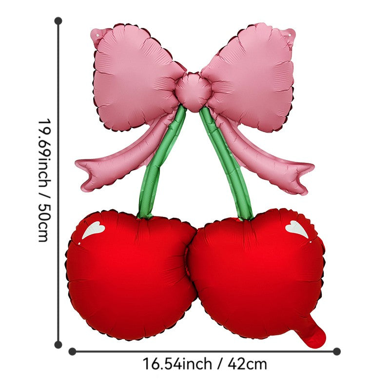 2/4PC Cherry Party Foil Balloons Red Berries And Green Leaves Pattern Girls' Birthdays Summer Parties Dessert Table Decorations