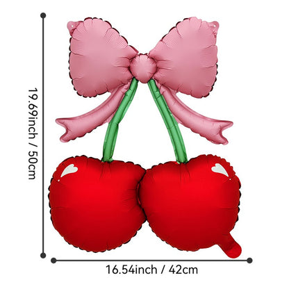 2/4PC Cherry Party Foil Balloons Red Berries And Green Leaves Pattern Girls' Birthdays Summer Parties Dessert Table Decorations
