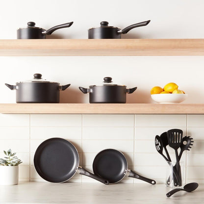 Conjunto de Panelas e Utensílios de Cozinha Antiaderentes com 15 Peças para Culinária Doméstica Não Compatível com Fogões de Indução Inclui Panelas Frigideiras Resistentes e Utensílios Essenciais
