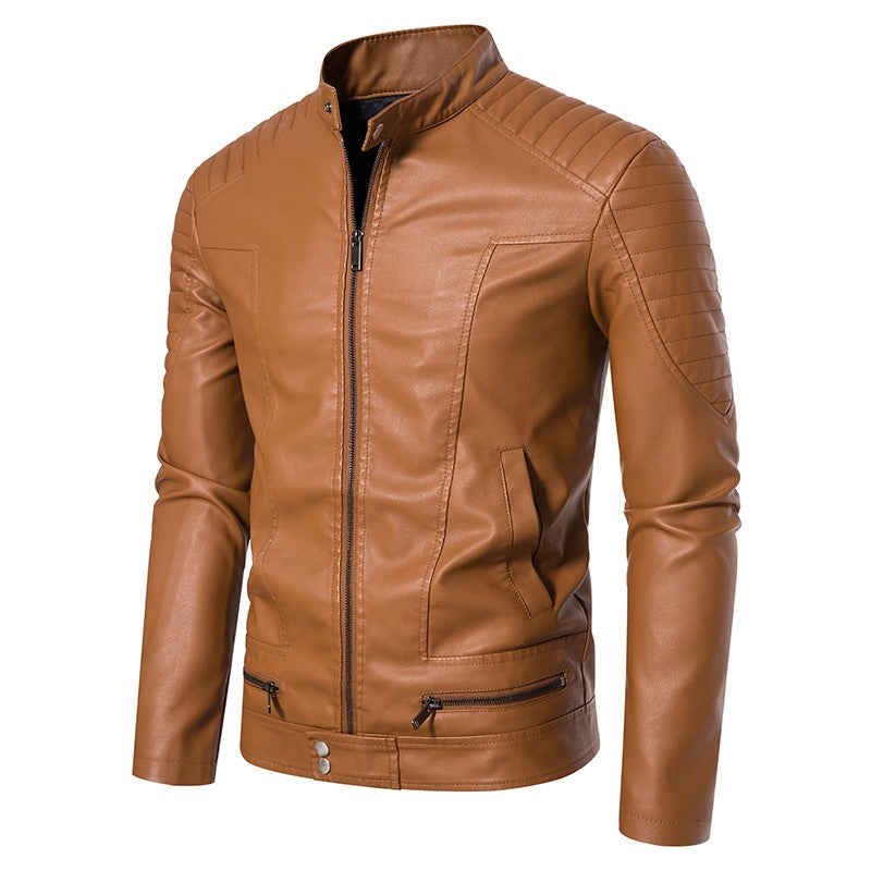 TRAF Leather Men's Youth Trend Autumn And Winter New Slim Korean Version Of Handsome Men's Autumn Coat Leather Jacket Men