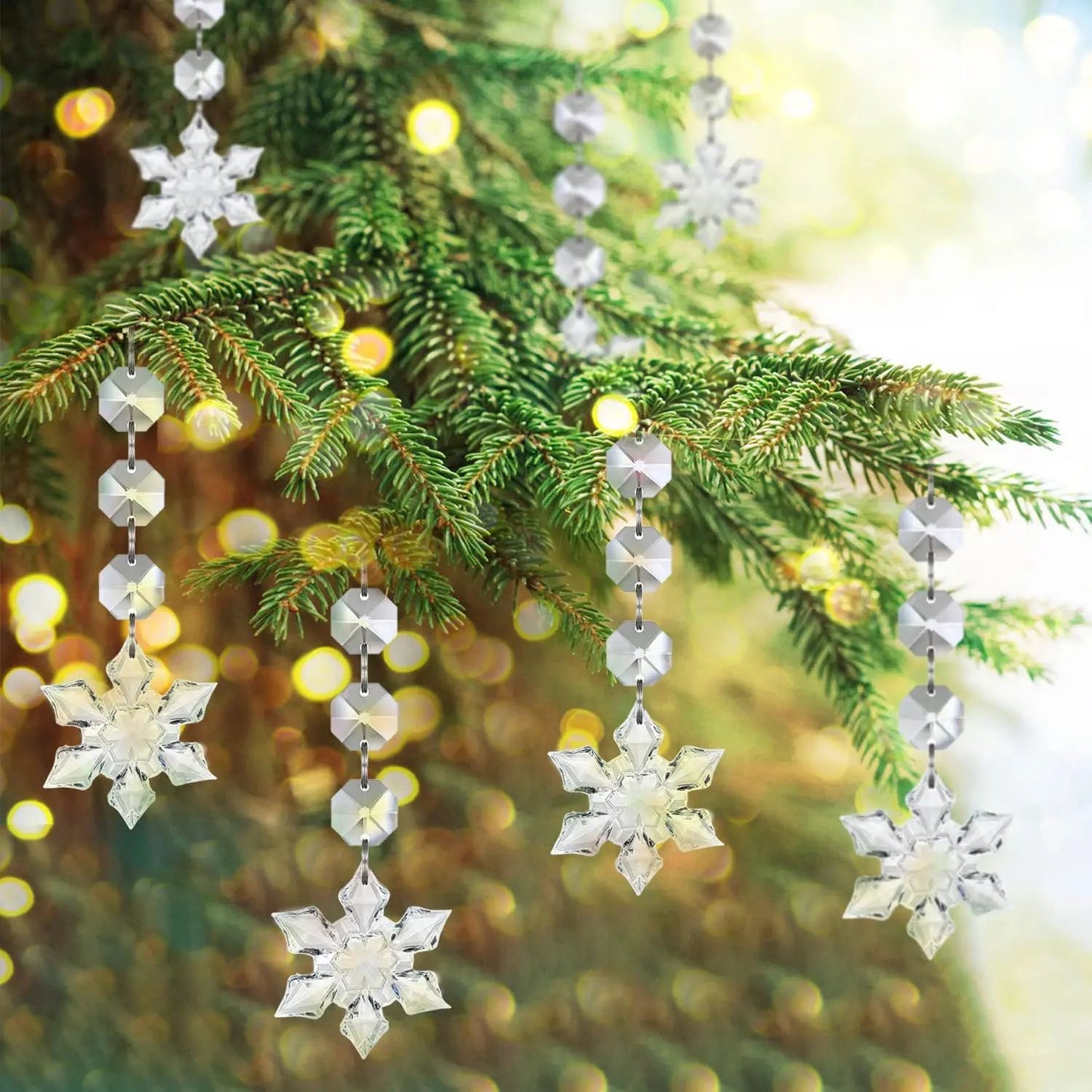10/20/30 Pcs Snowflake Crystal Christmas Ornaments for Christmas Tree Decorations, Hanging Clear Acrylic Snowflake Ornaments