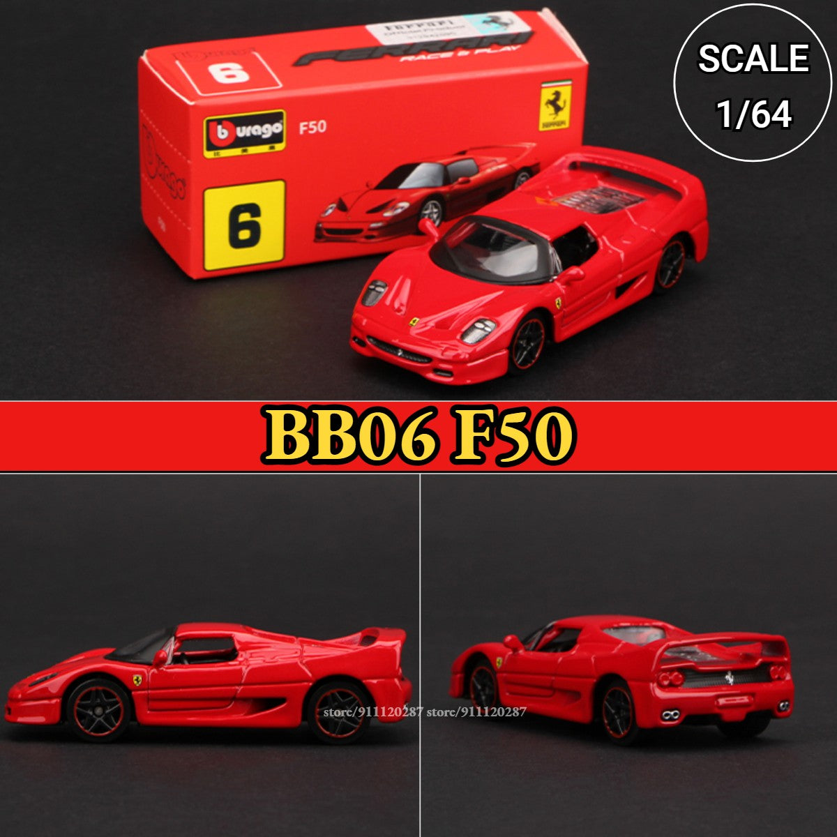 Bburago 1:64 Ferrari Modelo de Mini Carro, BB11 Enzo Réplica de Veículo de Metal F12tdf F40 458 488 GTB Miniatura de Metal Decoração de Casa Brinquedo de Menino