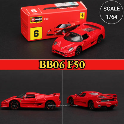 Bburago 1:64 Ferrari Modelo de Mini Carro, BB11 Enzo Réplica de Veículo de Metal F12tdf F40 458 488 GTB Miniatura de Metal Decoração de Casa Brinquedo de Menino