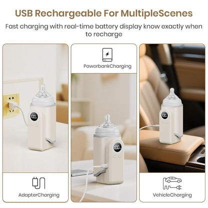 4-in-1 Baby Bottle Warmer Constant Temperature Wireless Milk Warmer Digital Display Rapid Warming Nighttime Milk Warmer Travel