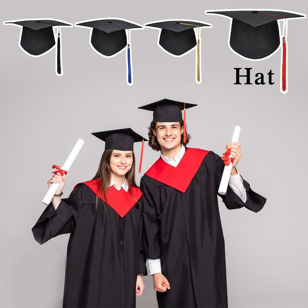 Black Adult Bachelor Caps Graduation Hat for Student 2023 Congratulation Graduation Party Decorations