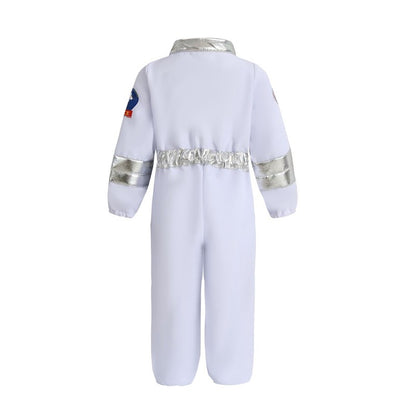 Child Spaceman Costume Halloween Party Outfit with Cap Astronaut Role Play Costume for Kids Boys & Girls Carnival Party