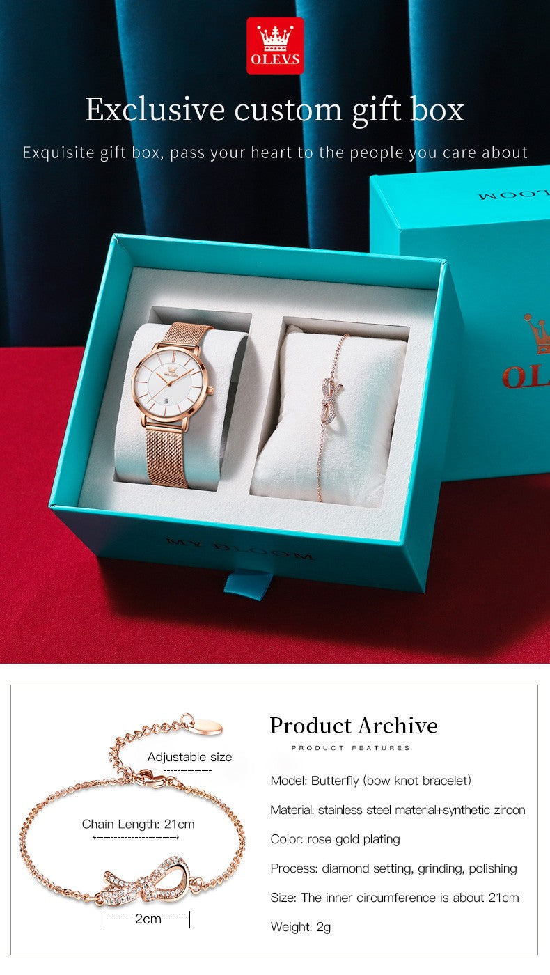 OLEVS 5869 Women Watch Fashion Simple Ultra Thin 6.5mm Quartz Women's Watch Top Brand Calendar Waterproof Women Luxury Watch