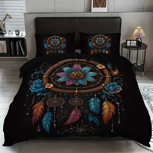 3pcs Bohemian pattern printed bedding set, 1*quilt cover+2*pillowcase, suitable for couples and adults bedrooms