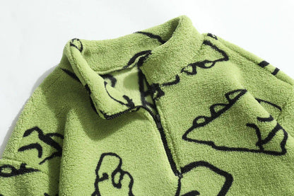 Ms Aztec National Printing Ultra-fine Austrian Fleece Jacket Zipper Lady