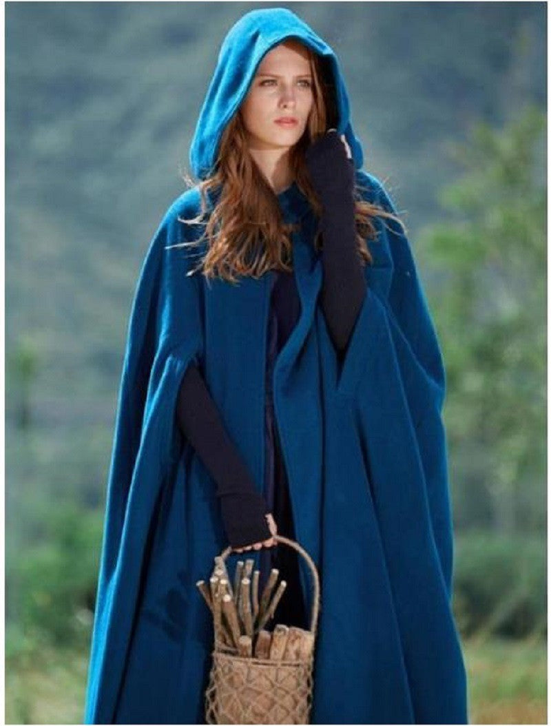 Caped Woolen Overcoat 2025 Europe Five Colors Hooded Shawl Lengthened Cloak Overcoat Woolen Overcoat Woman Windbreaker