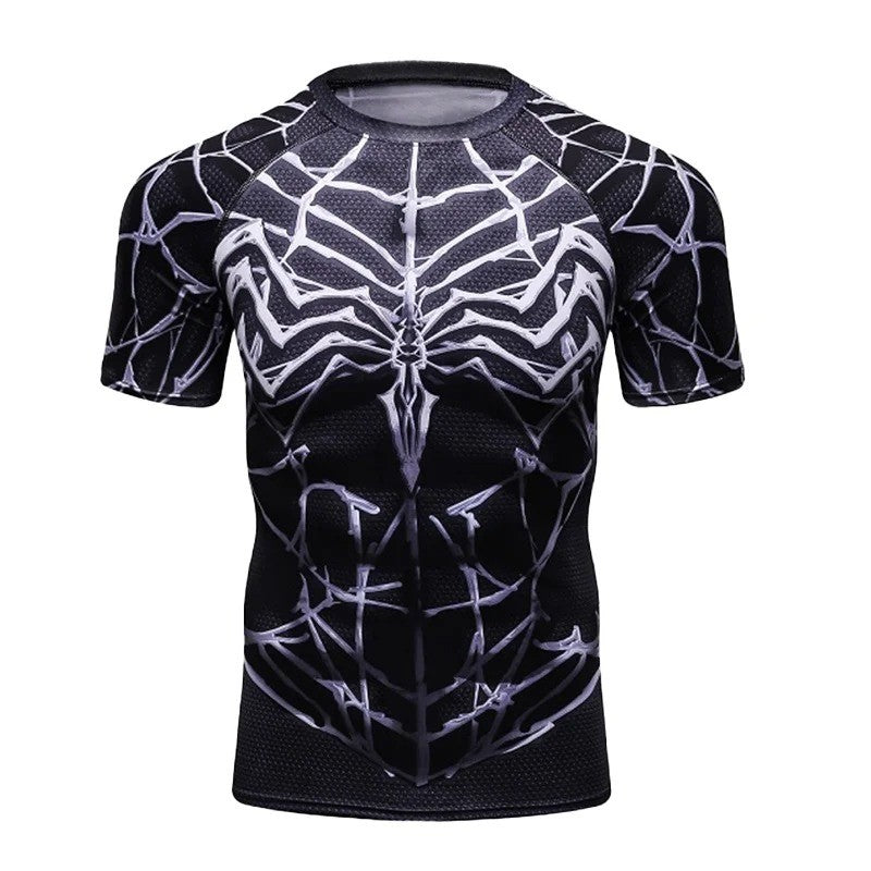 MOTO-Men's 3D printed street fashion trend spider series summer quick drying short sleeved T-shirt
