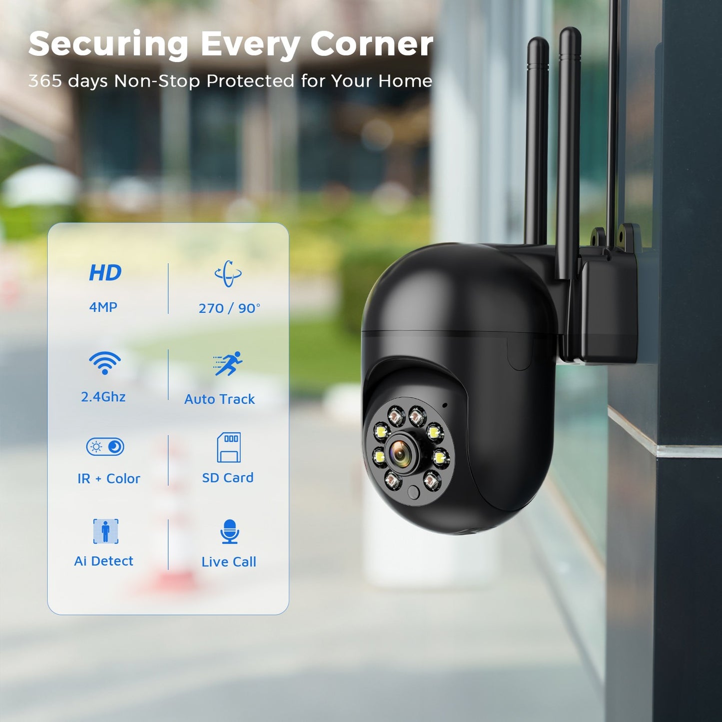 2pcs-Pack iCSee 5MP Mini PTZ WiFi IP Camera with AI Human Detection Color Night Vision for Outdoor Video Surveillance 4MP 2MP