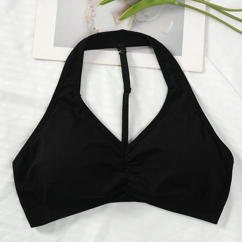 Sports Bra Strappy Backless Yoga Gym Bra Removable Cups Women Workout Clothing Gym Top Halter Sport Bras 6 colors