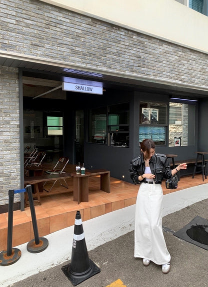 Women's Loose ort PU Leather Jaet Double ket Retro Collar Zipper Versatile Motorcycle Sle Top Trendy Commute Wind