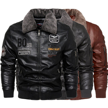 Business new Slim Genuine Leather Bomber Jacket Men Slim Leather Flight Jacket Black Pilot Coat High Quality Male Warm Jackets