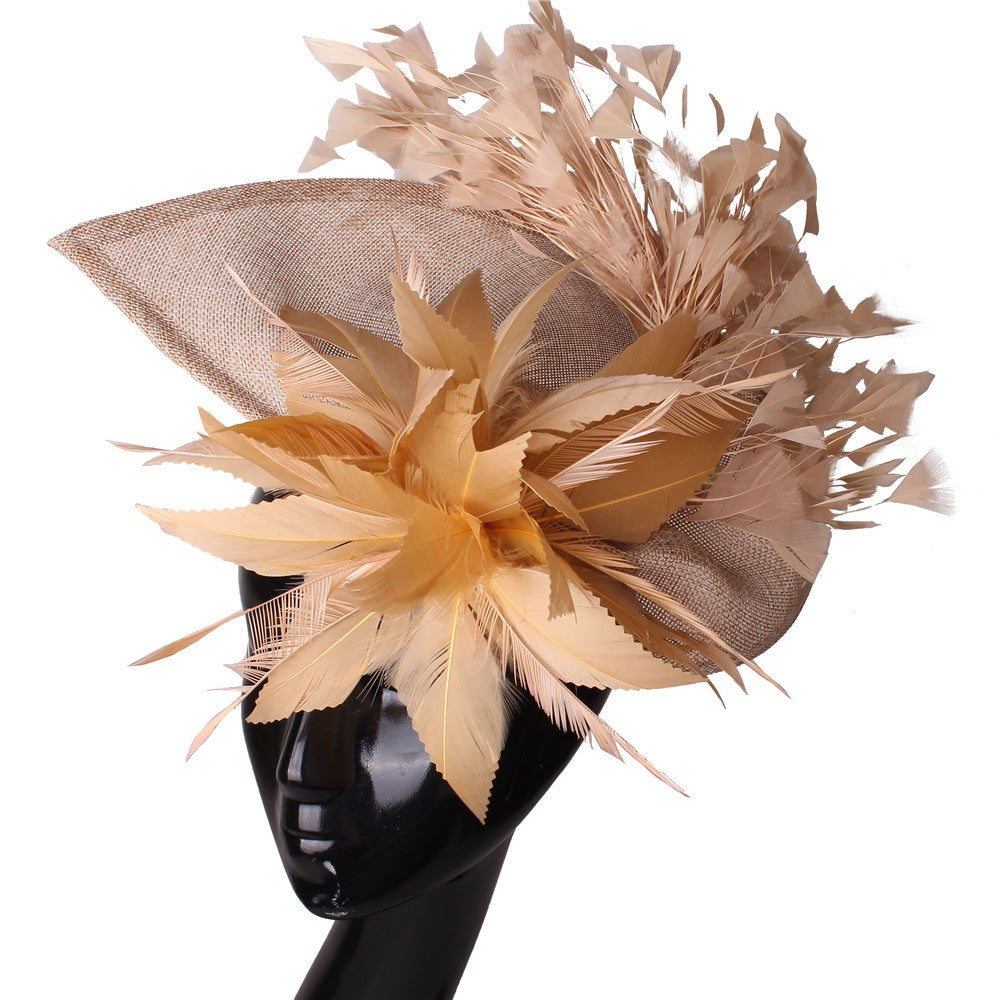 Fascinator de Cabelo com Clipe para Casamento - Pena Laranja Charmosa, Chapéu, Flor, Véu, Acessório de Cabelo de Noiva para Festas SYF678