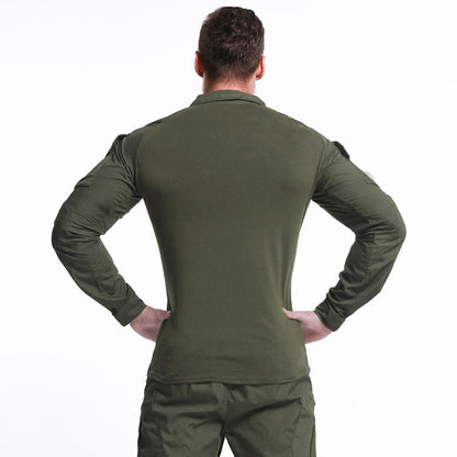 Men's Outdoor Long Sleeve Combat Shirt Cargo 1/4 Zipper Ripstop Cotton Tactical Shirts US Army Camoufalge Airsoft Clothing