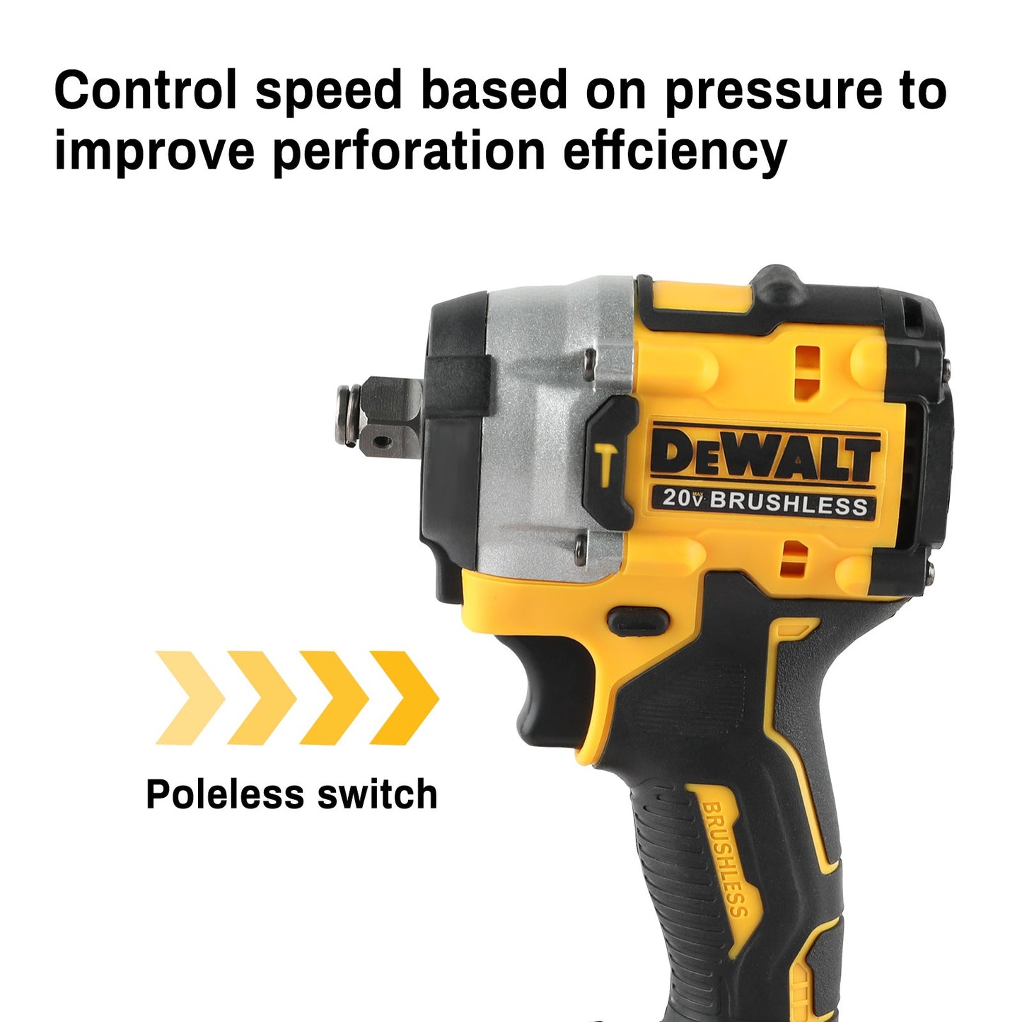 DEWALT DCF921 Parafusadeira de Impacto sem Escova 20V 1/2in e Furadeira Elétrica sem Fio - Velocidade Variável, Ferramenta Avulsa Multifuncional