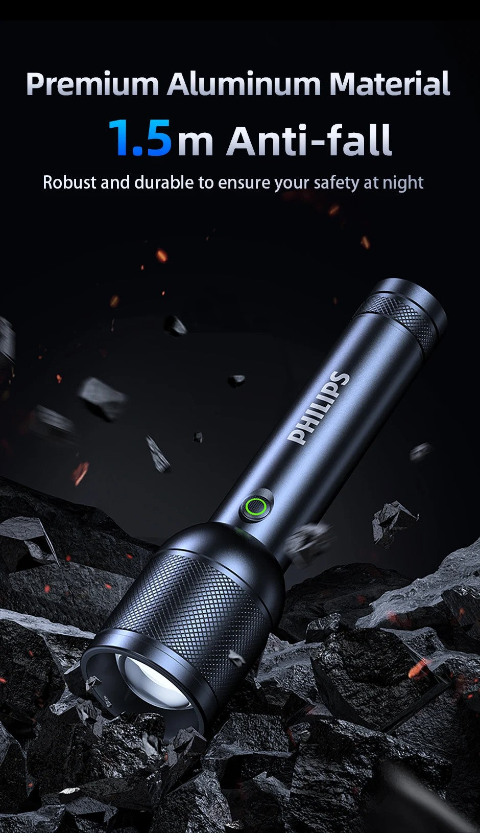 2025 New Philips SFL8168 3200 Lumen LED Flashlight 1000m Portable Powerful Bright Flashlights Camping Lamp for Outdoor Hiking