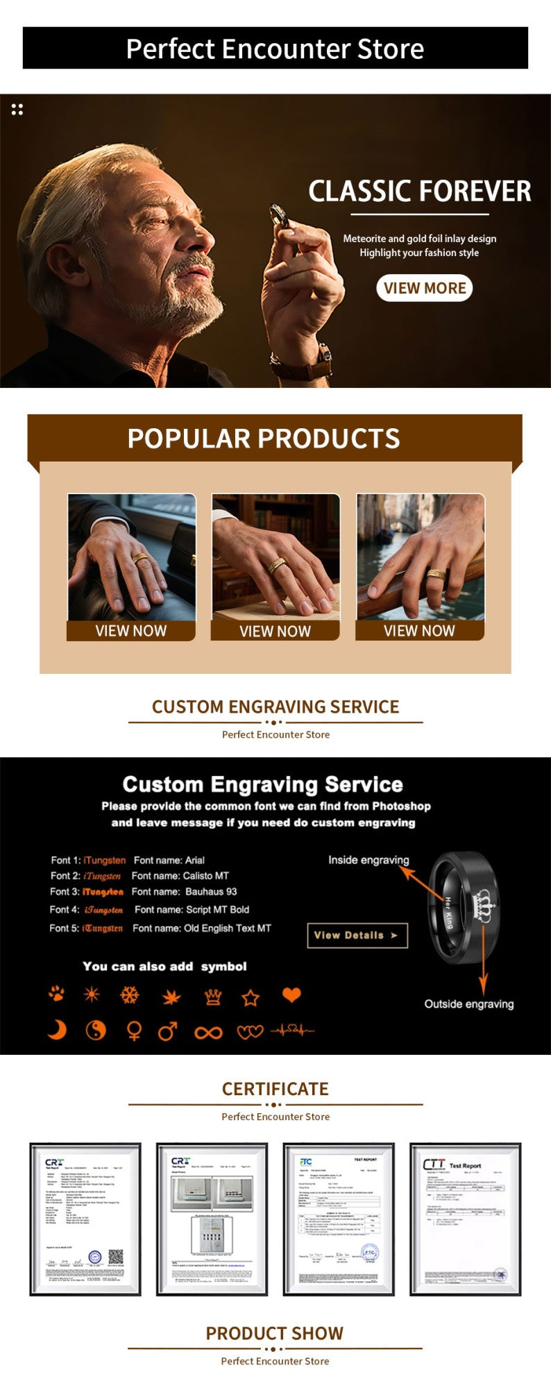 Anel de tungstênio com meteorito 8MM anéis aliança de compromisso moda joias masculina alianças de casamento anéis de noivado de ametista presente