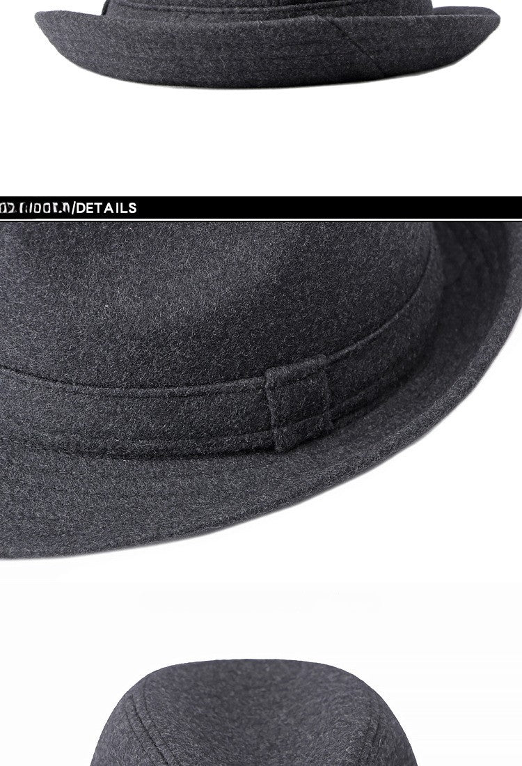 Gentleman Hat Men's British Style Retro Simple Pure Color Wool Top Hat Men's Casual Jazz Hat