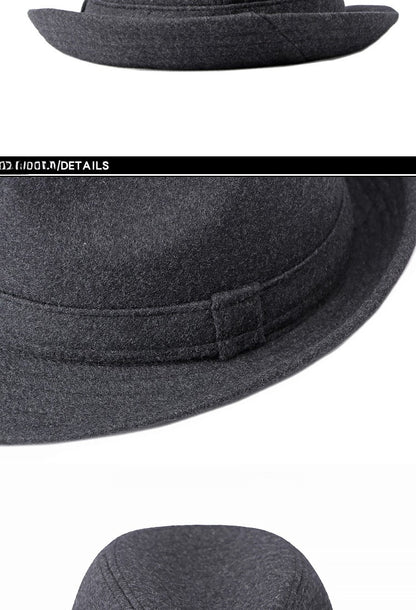 Gentleman Hat Men's British Style Retro Simple Pure Color Wool Top Hat Men's Casual Jazz Hat