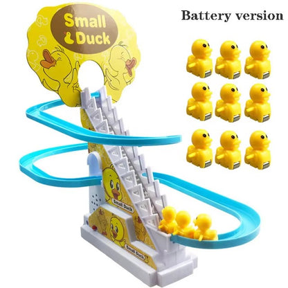 Brinquedos Musicais de Pato Subindo Escadas com Luzes e Música para Crianças Presentes de Aniversário Patinhos Brinquedos para Meninas