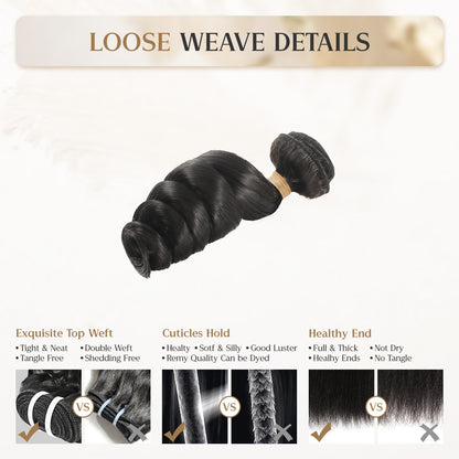 Wacur 12A Cabelo Humano Ondulado Solto Tecer Extensão Trançada 12-30 polegadas Preto Natural 100% Cabelo Virgem Remy Para Mulheres