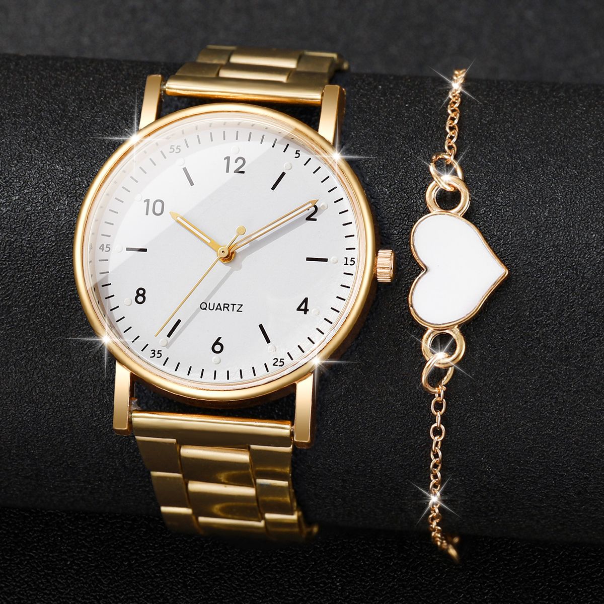 2/4PCS Fashion Arabic Dial Women Watches Simple Quaretz Wristwatch with Bracelets Set Reloj Mujer?Without Box?